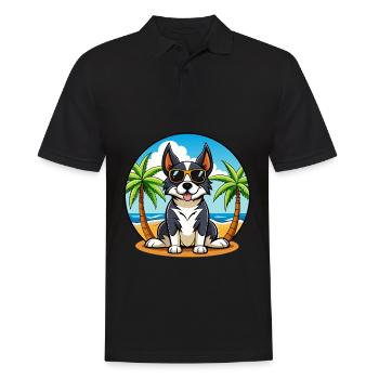Appenzeller Sennenhund Dog Breed Cartoon Beach - Men's Polo Shirt - black - Front - Kai (181cm)