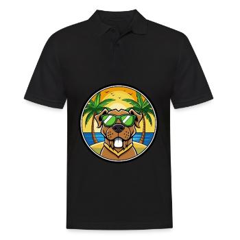 Brasilianische Dogge Hunderasse Cartoon Sonnenbrille Strand - Männer Poloshirt - Schwarz - Vorne - Kai (181cm)
