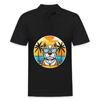 Bully Kutta Chien Race Dessin Animé Lunettes De Soleil Plage - Polo Homme - noir - Devant - Kai (181cm)