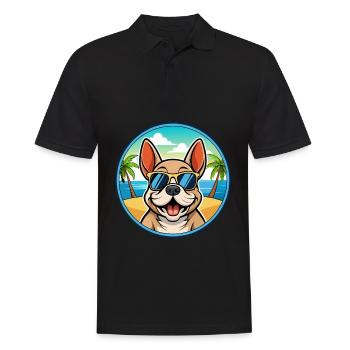 Chien Français Chien Race Dessin Animé Lunettes De Soleil Plage - Polo Homme - noir - Devant - Kai (181cm)