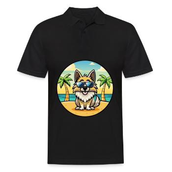 Chien de berger croate race dessin animé lunettes de soleil plage - Polo Homme - noir - Devant - Kai (181cm)