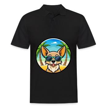 Chihuahua Dog Breed Cartoon Sunglasses Beach - Men's Polo Shirt - black - Front - Kai (181cm)