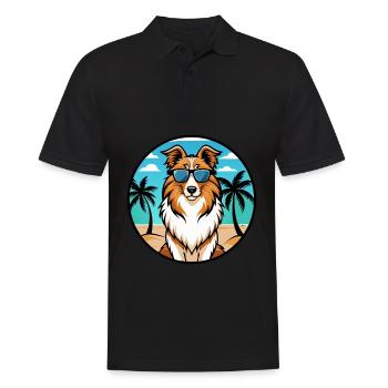 Collie Hund Rasse Cartoon Sonnenbrille Strand - Männer Poloshirt - Schwarz - Vorne - Kai (181cm)