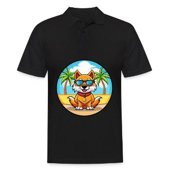 Chien impérial chinois race dessin animé lunettes de soleil plage - Polo Homme - noir - Devant - Kai (181cm)