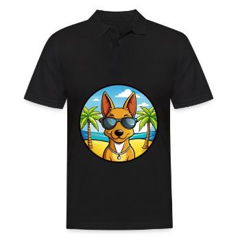 Cirneco Dell Etna Hunderasse Cartoon Sonnenbrille Strand - Männer Poloshirt - Schwarz - Vorne - Kai (181cm)