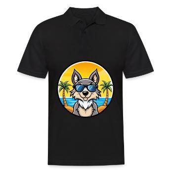 Tschechoslowakischer Wolfshund Rasse Cartoon Sonnenbrille Strand - Männer Poloshirt - Schwarz - Vorne - Kai (181cm)