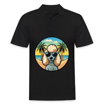 Corded Poodle Dog Breed Cartoon Sunglasses Beach - Men's Polo Shirt - black - Front - Kai (181cm)