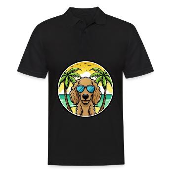 Curly Coated Retriever Dog Breed Cartoon Beach - Men's Polo Shirt - black - Front - Kai (181cm)