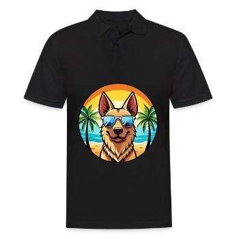 Berger Hollandais Chien Race Dessin Animé Lunettes De Soleil Plage - Polo Homme - noir - Devant - Kai (181cm)