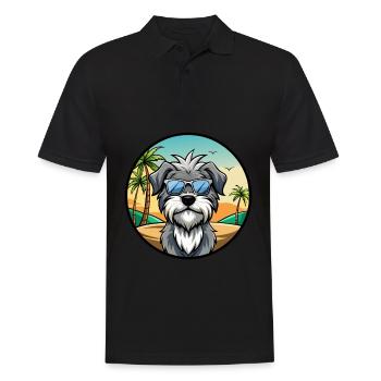 Dandie Dinmont Terrier Dog Breed Cartoon Beach - Men's Polo Shirt - black - Front - Kai (181cm)