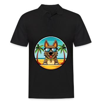 Deutsche Bracke Hunderasse Cartoon Sonnenbrille Strand - Männer Poloshirt - Schwarz - Vorne - Kai (181cm)