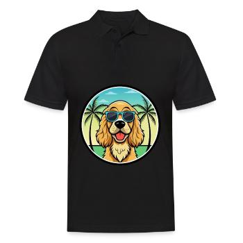 Englischer Cocker Spaniel Hunderasse Cartoon Beach - Männer Poloshirt - Schwarz - Vorne - Kai (181cm)