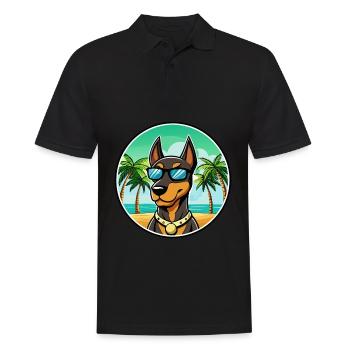 Dobermann Pinscher Hunderasse Cartoon Sonnenbrille Strand - Männer Poloshirt - Schwarz - Vorne - Kai (181cm)