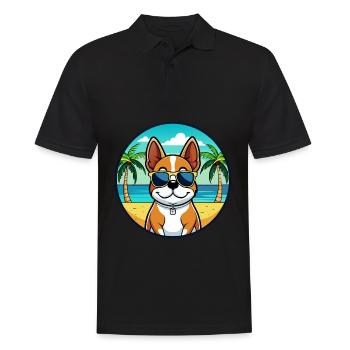 Lunettes de soleil de dessin animé de race de chien de Bretagne française plage - Polo Homme - noir - Devant - Kai (181cm)