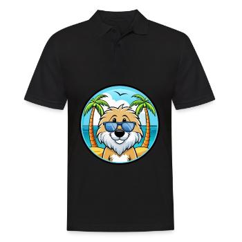 Friesische Wasserhundrasse Cartoon Sonnenbrille Strand - Männer Poloshirt - Schwarz - Vorne - Kai (181cm)