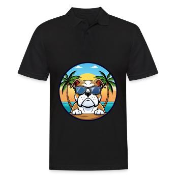 Bouledogue anglais race dessin animé lunettes de soleil plage - Polo Homme - noir - Devant - Kai (181cm)