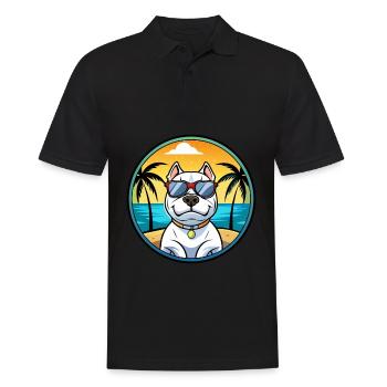 Dogue Argentino Chien Race Dessin Animé Lunettes De Soleil Plage - Polo Homme - noir - Devant - Kai (181cm)