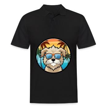 Havenese Chien Race Dessin Animé Lunettes De Soleil Plage - Polo Homme - noir - Devant - Kai (181cm)