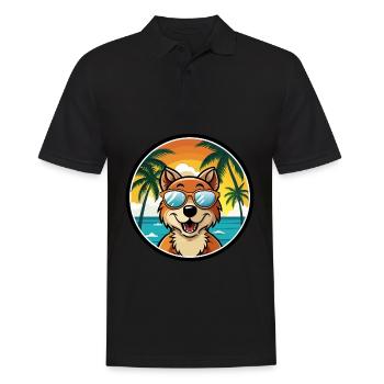 Hygenhund Chien Race Dessin Animé Lunettes De Soleil Plage - Polo Homme - noir - Devant - Kai (181cm)