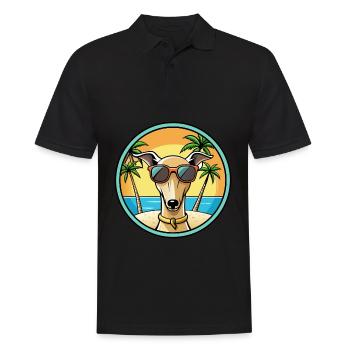 Lévrier italien race chien dessin animé lunettes de soleil plage - Polo Homme - noir - Devant - Kai (181cm)