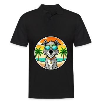 Irish Wolfhound Chien Race Dessin Animé Lunettes De Soleil Plage - Polo Homme - noir - Devant - Kai (181cm)