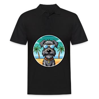 German Wirehaired Pointer Dog Breed Cartoon Beach - Men's Polo Shirt - black - Front - Kai (181cm)