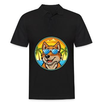 Harrier Chien Race Dessin Animé Lunettes de Soleil Plage - Polo Homme - noir - Devant - Kai (181cm)