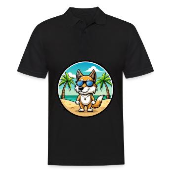 Italien Volpino Chien Race Dessin Animé Lunettes De Soleil Plage - Polo Homme - noir - Devant - Kai (181cm)