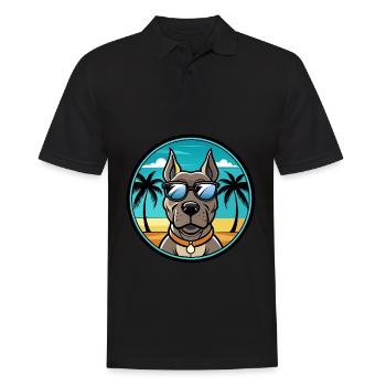 Deutsche Dogge Hunderasse Cartoon Sonnenbrille Strand - Männer Poloshirt - Schwarz - Vorne - Kai (181cm)