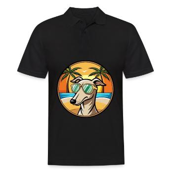 Greyhound Chien Race Dessin Animé Lunettes De Soleil Plage - Polo Homme - noir - Devant - Kai (181cm)