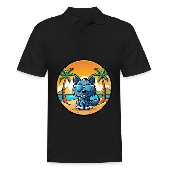 Griffon Bleu De Gascogne Hunderasse Cartoon Beach - Männer Poloshirt - Schwarz - Vorne - Kai (181cm)