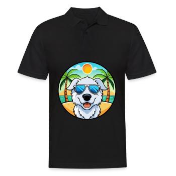 Kuvasz Hunderasse Cartoon Sonnenbrille Strand - Männer Poloshirt - Schwarz - Vorne - Kai (181cm)