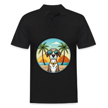 Gascogne Pointer Chien Race Dessin Animé Plage - Polo Homme - noir - Devant - Kai (181cm)