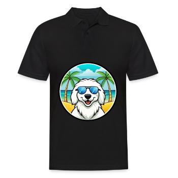 Grandes Pyrénées Chien Race Dessin Animé Lunettes De Soleil Plage - Polo Homme - noir - Devant - Kai (181cm)