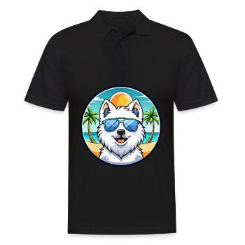 Lunettes de soleil de dessin animé de race de chien Spitz japonais plage - Polo Homme - noir - Devant - Kai (181cm)