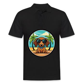 Miniatur Dackel Hund Rasse Cartoon Sonnenbrille - Männer Poloshirt - Schwarz - Vorne - Kai (181cm)