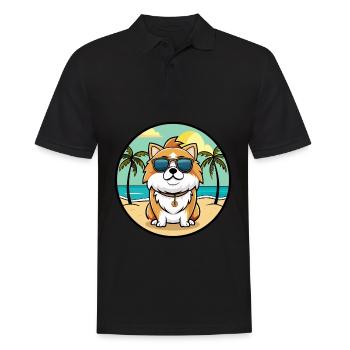 Japonais Chin Chien Race Dessin Animé Lunettes De Soleil Plage - Polo Homme - noir - Devant - Kai (181cm)