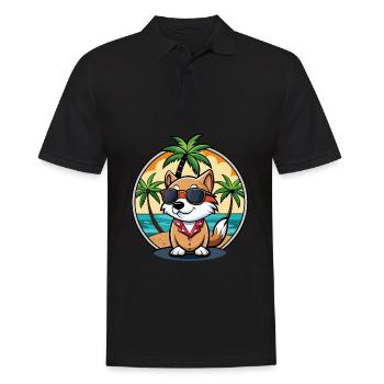 Kai Ken Hunderasse Cartoon Sonnenbrille Strand - Männer Poloshirt - Schwarz - Vorne - Kai (181cm)