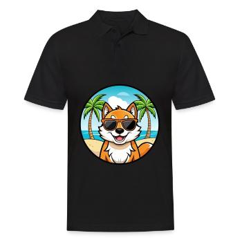 Kishu Ken Hunderasse Cartoon Sonnenbrille Strand - Männer Poloshirt - Schwarz - Vorne - Kai (181cm)