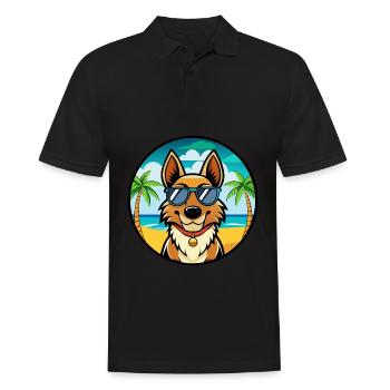 Roi Berger Chien Race Dessin Animé Lunettes De Soleil Plage - Polo Homme - noir - Devant - Kai (181cm)