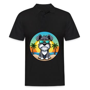 Mittelschnauzer Hunderasse Cartoon Sonnenbrille Strand - Männer Poloshirt - Schwarz - Vorne - Kai (181cm)