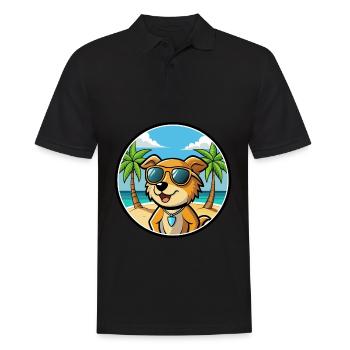 Kanni Chien Race Dessin Animé Lunettes De Soleil Plage - Polo Homme - noir - Devant - Kai (181cm)
