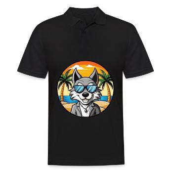 Kunming Wolfdog Rasse Cartoon Sonnenbrille Strand - Männer Poloshirt - Schwarz - Vorne - Kai (181cm)