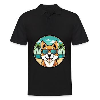 Lundehund Chien Race Dessin Animé Lunettes de soleil Plage - Polo Homme - noir - Devant - Kai (181cm)