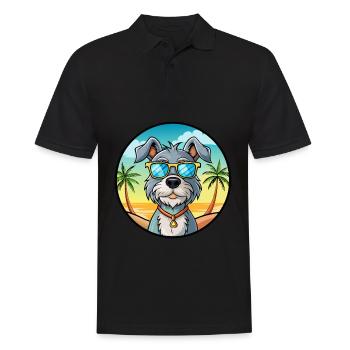 Mittelschnauze Hunderasse Cartoon Sonnenbrille Strand - Männer Poloshirt - Schwarz - Vorne - Kai (181cm)