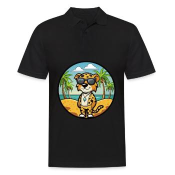 Léopard Chien Race Chien Dessin Animé Lunettes De Soleil Plage - Polo Homme - noir - Devant - Kai (181cm)