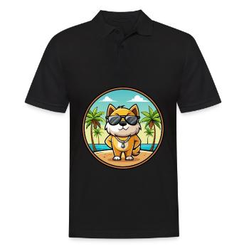 Milieu Asiatique Ovtcharka Chien Race Dessin Animé Plage - Polo Homme - noir - Devant - Kai (181cm)