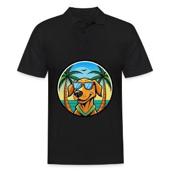 Chien de chasse lituanien race dessin animé lunettes de soleil plage - Polo Homme - noir - Devant - Kai (181cm)
