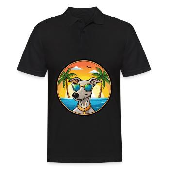 Lurcher Hunderasse Cartoon Sonnenbrille Strand - Männer Poloshirt - Schwarz - Vorne - Kai (181cm)