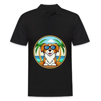 Nederlandse Kooikerhondje Race de chien Cartoon Beach - Polo Homme - noir - Devant - Kai (181cm)